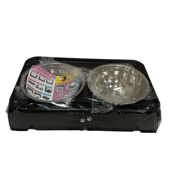 Elevated Dog Bowls Black‎ Adjustable Raised Stand 4 Heights Spill Proof Pet - Picture 9 of 11